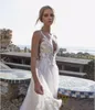 Lifor Rosen 2019 Beach Wedding Dresses AラインレースアップリケボーブライダルガウンストラップVネック背中のレスベスティドデノヴィア