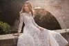 Nuovi abiti da sposa vintage Scoop Il collo in pizzo Applicata una linea a maniche lunghe Country Plus size DE DE NOVIA8091867