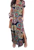 Robe ample décontractée pour femmes, longue robe de plage imprimée avec poches, Vintage, manches courtes, fendue, S M L XL XXL