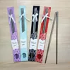 100pairs / partij Snelle verzending Nieuwste roestvrijstalen eetstokjes servies chop stick bruiloft gunsten cadeau met retail pakket LX1349