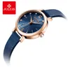 Julius Orologio da donna per polso piccolo da donna Orologi da polso blu di lusso di alta qualità Movimento giapponese Orologio in pelle impermeabile JA-1077