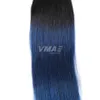 Vmae ombre Farbe brasilianische dunkle Wurzeln Blaues menschliches Haar Erweiterungen 3 Bündel gerade natürliche weiche Remy Haarwebe 2 Ton #1B/Blau