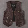 Gilet da uomo Gilet da uomo in vera pelle Giacche senza maniche in vera pelle bovina vintage Gilet casual da motociclista Alta qualità