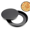 9" Non-Stick Pizza Pan Round Removable Bottom Kitchen Bakeware Mould Pie Pizza Cake Fluted Heavy Duty Pie Pizza Pan Bakeware Tools YP575