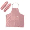 Kitchen Apron Housework Cleaning Sleeves + Apron Waterproof Anti-oil Kitchen Stripe Apron Housewife Working Aprons