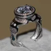 Vecalon luxe fiançailles bague de mariage pour hommes 3ct diamant simulé 220 pièces petit Cz 925 argent Sterling bague de fête masculine