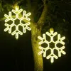 الديكور عيد الميلاد زخرفة ضوء فلاش LED محاكاة ندفة الثلج الأنوار نجم سلسلة الثريا في الهواء الطلق شجرة عيد الميلاد الديكور حزب قلادة