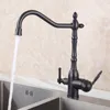 Rolya Antique Black 3 Way Kitchen Faucet Tri Flow Sink Faucet Mixer Tap1256345