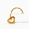 Fashion Heart-shaped Crooked hook nose nail stainless steel hollow peach heart nose ring body puncture Ornaments T9C0088