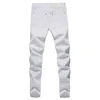 Męskie jeansy ze streczem modne białe spodnie jeansowe męskie wiosenne i jesienne spodnie w stylu Retro Casual męskie dżinsy rozmiar 27-36