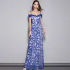 Women's Spaghetti Straps Sexy Off the Shoulder Embroidery Lace Evening Prom Elegant Long Runway Dresses