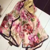 Groothandel nieuwe mode zijden sjaal voor vrouwen lente ontwerper bloemenbloem lange sjaals wrap met tag 180x90 cm sjaals