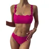 Conjuntos de Bikini para mujer, traje de baño de onda sólida, traje de baño para mujer, trajes de baño sexis, ropa de playa de verano, traje de baño femenino de alta elasticidad 050615