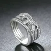 Groothandel-Real 925 Zilveren Boog RING Set Originele doos voor CZ Diamant Vrouwen Verlovingsringen Mode accessoires1649854