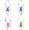 Newest Easter Rabbit Basket Easter Bunny Bags Rabbit Printed Canvas Tote Bag Egg Candies Baskets 4 Colors