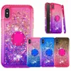 Glitter coloré Quicksand liquide souple Bling TPU avec porte-anneau pour iPhone 11 11 Pro 7 8plus x Xr Xs Max Samsung S20 S20 Ultra