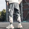 Marka Tasarımcı Pamuk Giyim Hip Hop Kargo Pantolon Sonbahar Erkek Bol Cepleri Joggers Pants Erkek Japon Tarzı Siyah Harem Pants317v