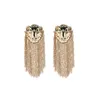 Kvinnor Lion Head Long Stud Earring Animal Lion Head Tassel Örhängen Mode Smycken Tillbehör till Presentfest