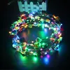 2019 Hot selling LED Headband Lights Glow strings Flower Crown Headbands Light Up Hair Wreath Hairband Garlands Women Christmas Party Wreath