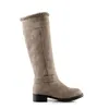 Gran oferta-Botas planas hasta la rodilla para mujer, Botas de algodón para montar, hebillas, piel a la moda, Botas cálidas de invierno, calzado femenino, talla 34-43