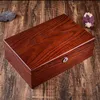 Vintage wax massief hout horloge display box organizer horloge houten kist met raam sieraden opslag verpakking geschenkdoos