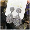 Gros-nouveau créateur de mode de luxe beau diamant zircon mignon belle goutte de coeur pendentif argent broche boucles d'oreilles pour femme