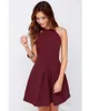 Enkel Junior Burgundy Cocktail Klänningar Halter Kort Prom Klänning Ärmlös Kväll Party Gowns 2019 Billiga Homecoming Dress