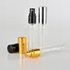 5ml 10ml 15ml parfymglasflaska Klar sprayflaskor Provglas Portabel minifördelningsbehållare med guld silverlock