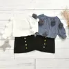 Kids Designer kleding Meisjes Sweet Venonat Kleding Sets Baby Katoen Lange Mouw Top Denim Rok Pakken Kind Solid Casual Outfits byP734