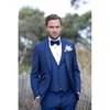 熱い販売ワンボタンブルー新郎Tuxedos Shawl Lapel男性の結婚式のパーティー新郎3個3個のスーツ（ジャケット+パンツ+ネクタイ）K266