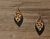 Leopard leather earrings New Designer Real leather earrings European and American leopard double-layer leaves earrings GB1013