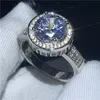 Choucong Fine Big Stone Promise Finger Ring 925 Sterling Silver 5ct Diamond CZ Engagement Bröllop Band Ringar för Kvinnor Smycken