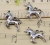 Partihandel Lot 50st Söt Unicorn Häst Tibet Silver Charms Pendants Retro Style Smycken DIY Hänge För Keychain Armband Örhängen 26x23mm DH0588