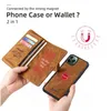 Retro Leather Detachable Wallet Cases For Iphone 12 mini 11 Pro XR XS 7 8 Samsung Note 20 S10 S20 S21 Ultra Multi Card Slots Stand Cover