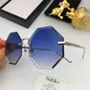 Wholesale-new fashion designer sunglasses 0376 frameless polygon frame crystal cutting lens popular style top quality