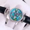 New Bovet 1822 Amadeo Fleurie 3D Koi Fish Lotus 다이얼 스위스 쿼츠 망 여성 유니섹스 시계 강철 다이아몬드 베젤 그린 가죽 시계 _Zone E15