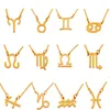 12 collane dello zodiaco pendente con segno della costellazione con catene placcate in oro e argento per gioielli di moda da uomo e da donna