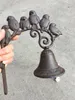 Cast Iron Welcome Dinner Bell Decorative 6 Birds on Branch Wall Mounted Brown Hanging Garden Porch Patio Gate Handbell Door Retro 8194966