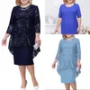 Modest 3/4 Long Sleeve Mother of Bride Groom Dress 2020 Sheer Top Lace Jacket Plus Size Evening Dresses Formal Mother Party Wear