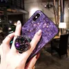 For iPhone X XS Max XR Fire Cracked Marble Hairball Lanyard Mobile Shell iphone 7 8 6 6s Plus Rhinestone Bracket7689955