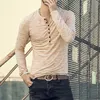 NEUE THIRTS MEN MEN Solid Long Sleeve Mode Designer Slim Button Casual Outwear Populäres T -Shirt für männliche 3xl8727962