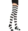 Fête de Noël femmes longues chaussettes rayées sur le genou cuisse chaussettes hautes bas pour Cosplay vêtements quotidiens contton Polyester 21 couleurs