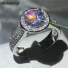 Choucong Brilliance Luxo Anel 2ct Cz ​​Diamante de Prata Esterlina 925 Anéis De Noivado de Casamento Banda para as mulheres homens Partido Jóias