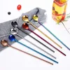 Straw Stirring Spoon Long Handle 26cm 304 Stainless Steel Stirring Coffee Spoons Yerba Matte Frozen Drink Straws with Spoons