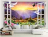 modern living room wallpapers Out of the window peony beauty balloon 3D landscape background wall