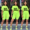 Black Lives Matter 2 Piece Outfits Short Sets for Women Casual Sport Short Sleeve Bodycon Short Pant Tracksuit Outfit T shirts KKA7965