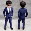 2019 Autumn Fashion Gentleman Kids Clothing Set pojkar Formell kostym Pojkar kostymer för bröllop Navy Blue Red Boy Blazers Suit Children Children