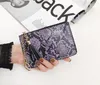 DHL 50PCS Snakeskin Coin Purses Women PU Ultra-Thin Short Flap Min Plånbok med Tassel