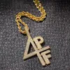 Goud Verzilverd 4PF Hanger Ketting Iced Out Lab Diamond Brief Number DJ Rapper Sieraden Street Style Chain