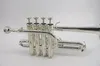 Profesjonalny nowy Silver Piccolo Trumpet 4 Tłokowy Horn BB / A 2 Ustnik LeadPipe